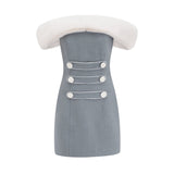 Lina grey fauxfur mini dress