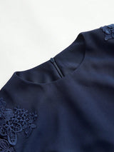 Lina Midi Dress - Round Neck - Formal & Evening - Regular Sleeve - High Waist - Elegant