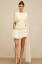 Lina Mini Dress Pleated Ribbon Design Glitter Accent
