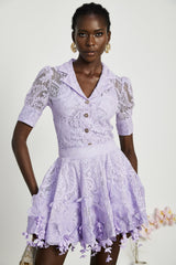Lisette fauxfloral embellished top  skirt matching set