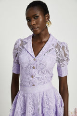 Lisette fauxfloral embellished top  skirt matching set