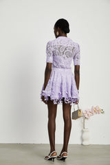 Lisette fauxfloral embellished top  skirt matching set