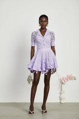 Lisette fauxfloral embellished top  skirt matching set