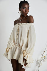 Lisette offshoulder chiffon mini dress
