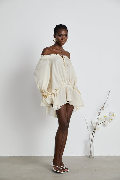 Lisette offshoulder chiffon mini dress