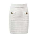 Livia Blazer & Skirt Set - Tailored Fit - Double - Breasted Design - Accents - Patch Pockets - Timeless Elegance