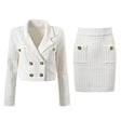 Livia Blazer & Skirt Set - Tailored Fit - Double - Breasted Design - Accents - Patch Pockets - Timeless Elegance