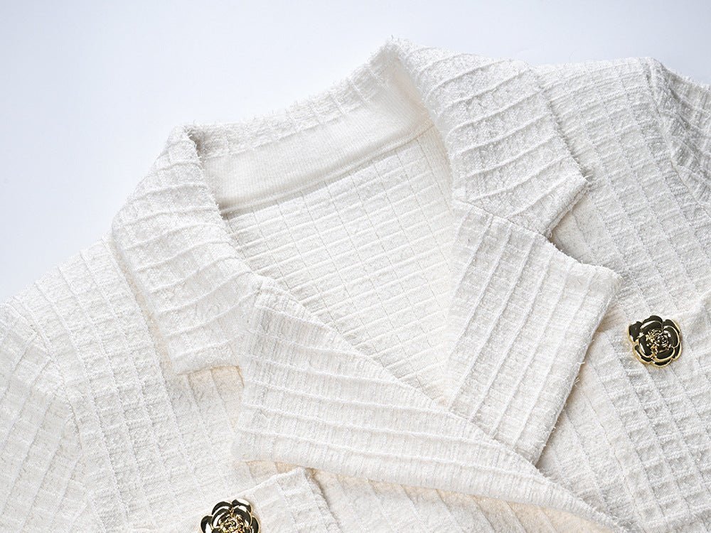 Livia Blazer & Skirt Set - Tailored Fit - Double - Breasted Design - Accents - Patch Pockets - Timeless Elegance