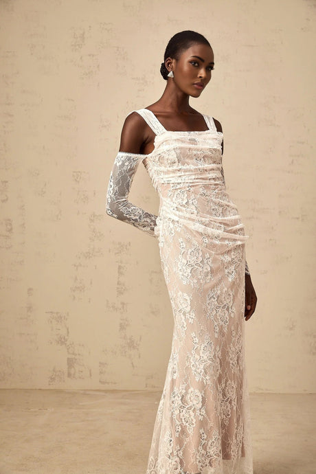Livia Maxi Dress White Floral - Lace Corset