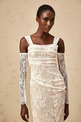 Livia Maxi Dress White Floral - Lace Corset