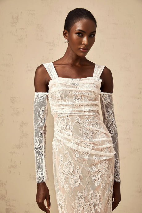 Livia Maxi Dress White Floral - Lace Corset