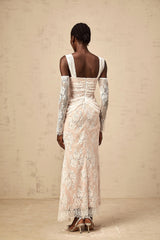 Livia Maxi Dress White Floral - Lace Corset