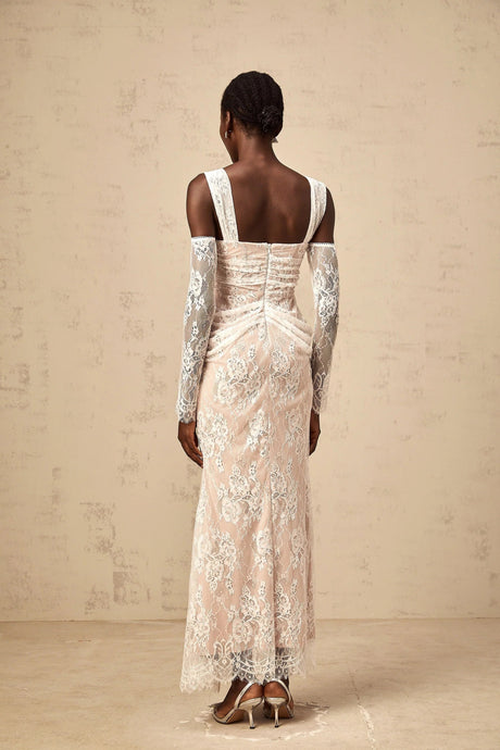 Livia Maxi Dress White Floral - Lace Corset