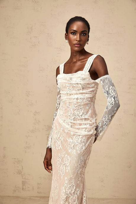 Livia Maxi Dress White Floral - Lace Corset