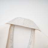 Lola Coat White Crystal Embellished VNeck Thigh Length
