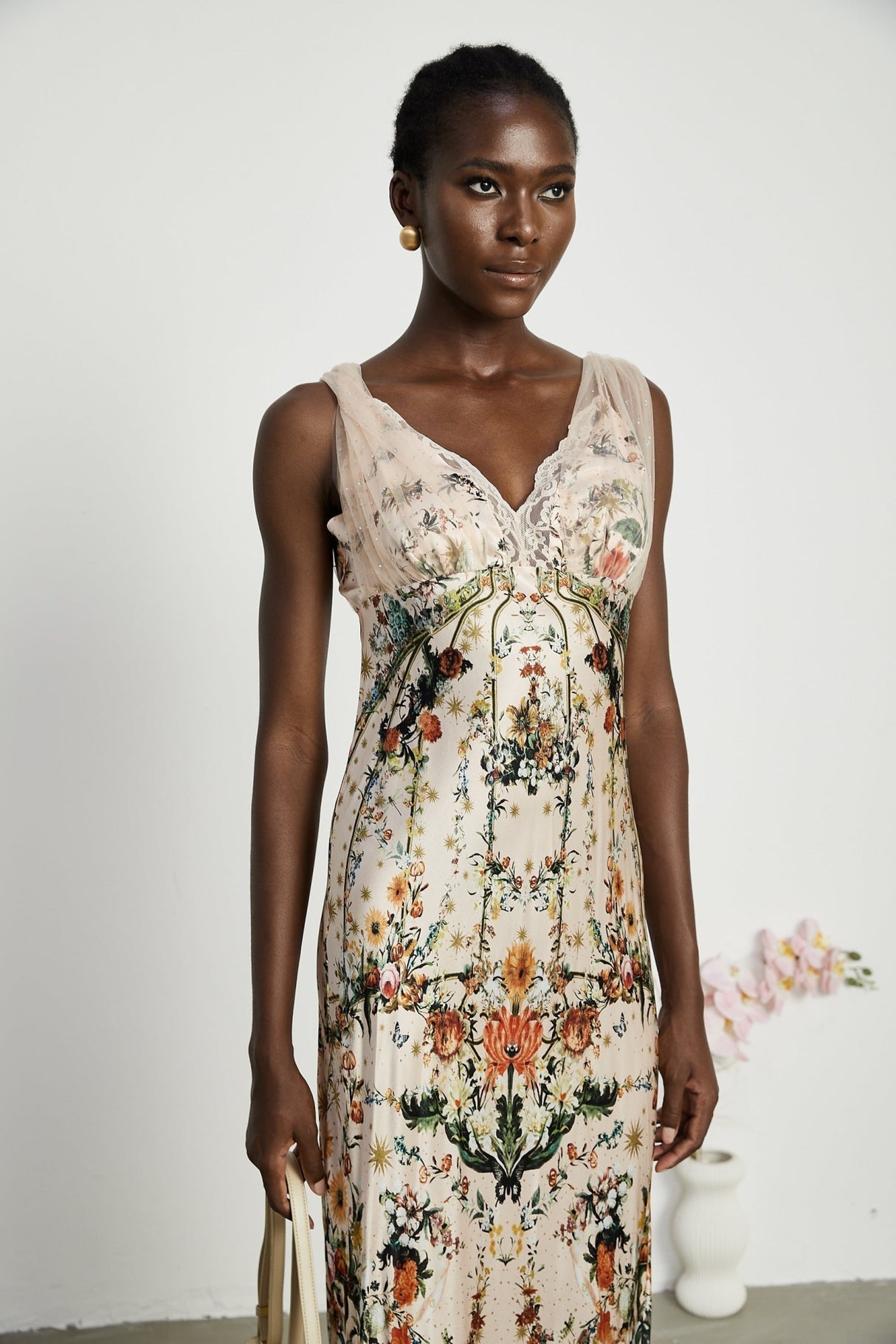 Lola Floral Maxi Dress with Crystal Embellishment
