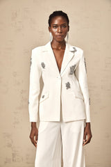 London Blazer & Trousers London Crystal Embellished White Matching