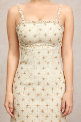 Lorelai Beige Sequin Halter Maxi Dress