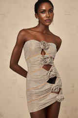 Lorelai Mini Dress Lorelai Strapless Rhinestone Flower Cut Out