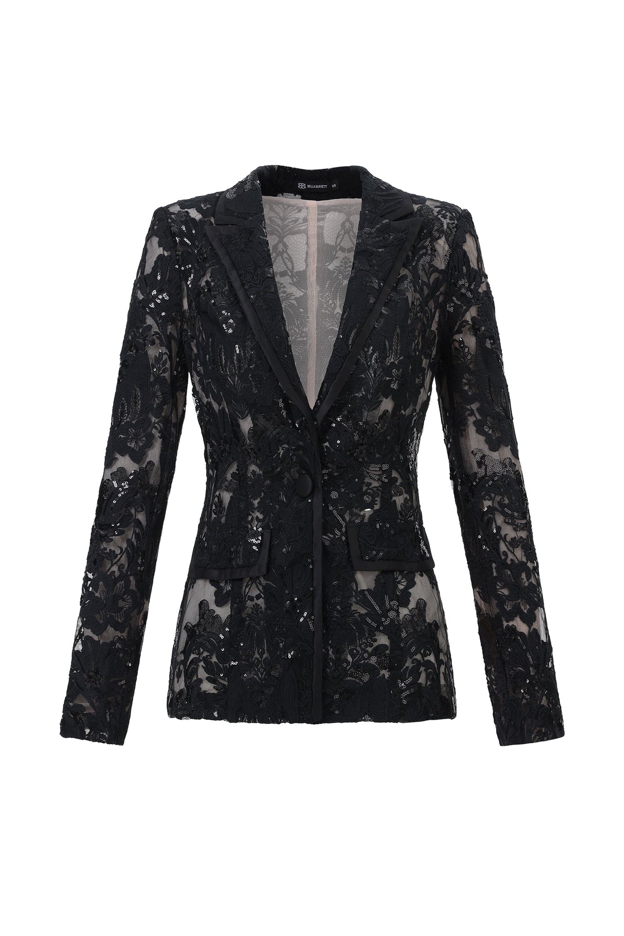 Lorelei Black Lace V-Neckline Tailored Fit Dress for Evening Events or Formal Occasions