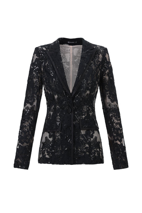 Lorelei Black Lace V-Neckline Tailored Fit Dress for Evening Events or Formal Occasions