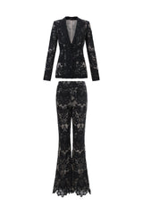 Lorelei Black Lace V-Neckline Tailored Fit Dress for Evening Events or Formal Occasions