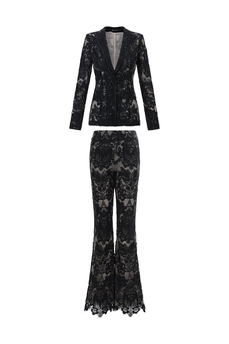 Lorelei Black Lace V-Neckline Tailored Fit Dress for Evening Events or Formal Occasions