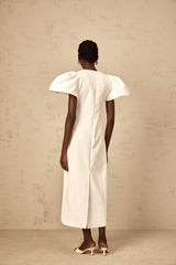 Lorelei Midi Dress White Sequin Floral Embroidered