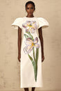 Lorelei Midi Dress White Sequin Floral Embroidered