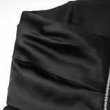 Lorelei Mini Dress Black Off Shoulder Asymmetric Button Flare