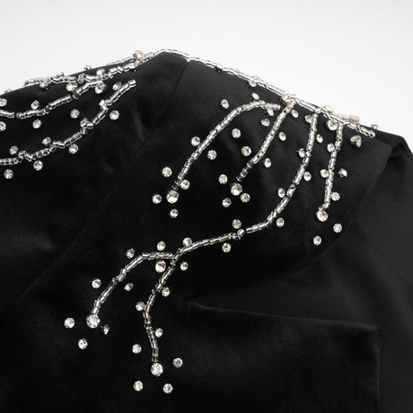 Lorelei Mini Dress with Crystal Embellished Velvet Black Silhouette