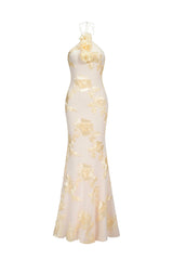 Lorelei White Floral Embroidered Halter Dress