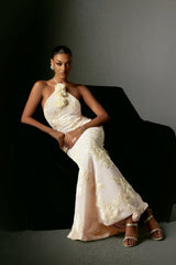 Lorelei White Floral Embroidered Halter Dress