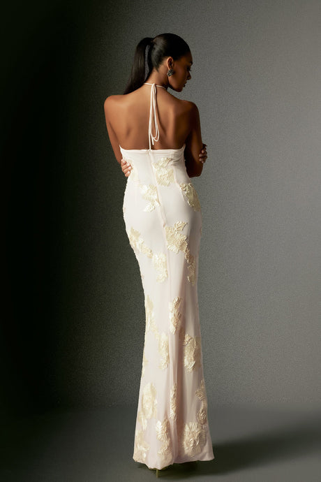 Lorelei White Floral Embroidered Halter Dress