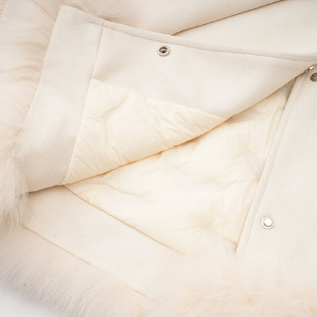 Lorenzina Coat Off White Suede Fox Fur Padded