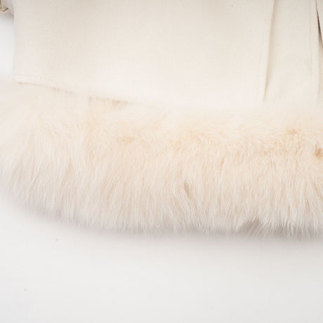 Lorenzina Coat Off White Suede Fox Fur Padded