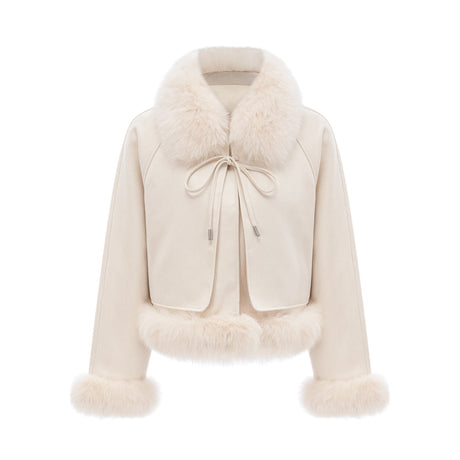 Lorenzina Coat Off White Suede Fox Fur Padded