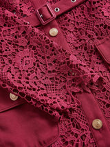 Lorenzina Midi Dress - Elegant Style - High Waist - Button Details - Color - Lace Material