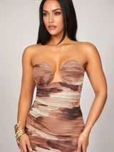 Lorenzina Midi Dress - Strapless Neckline - Wedding Occasion - Pencil Hem - Natural Waist - Elegant Style