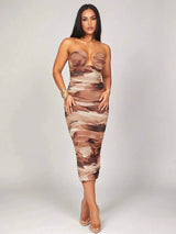 Lorenzina Midi Dress - Strapless Neckline - Wedding Occasion - Pencil Hem - Natural Waist - Elegant Style