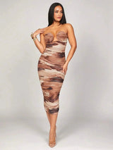 Lorenzina Midi Dress - Strapless Neckline - Wedding Occasion - Pencil Hem - Natural Waist - Elegant Style