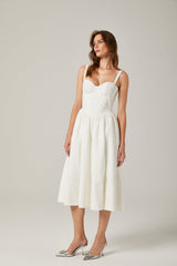Lorraine white corset bustier midi dress