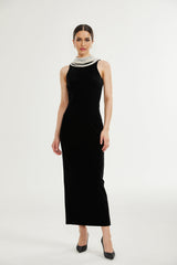 Lucena faux pearlembellished velvet dress
