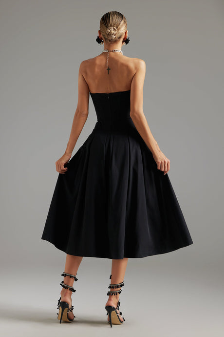 Lucia Black Strapless Maxi Dress Elegant Modern
