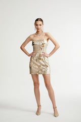 Lucia Mini Dress Gold Sequin Reversible Elegance & Glam