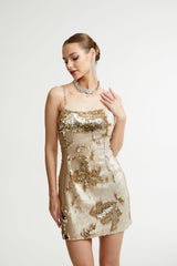 Lucia Mini Dress Gold Sequin Reversible Elegance & Glam