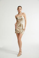 Lucia Mini Dress Gold Sequin Reversible Elegance & Glam