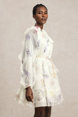Lucia White Floral Chiffon Tiered Dress