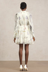Lucia White Floral Chiffon Tiered Skirt Dress