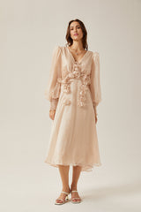Lucie fauxfloral embellished midi dress